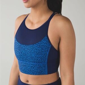 Lululemon Clip-In Long Line Bra Miss Mosaic Blue